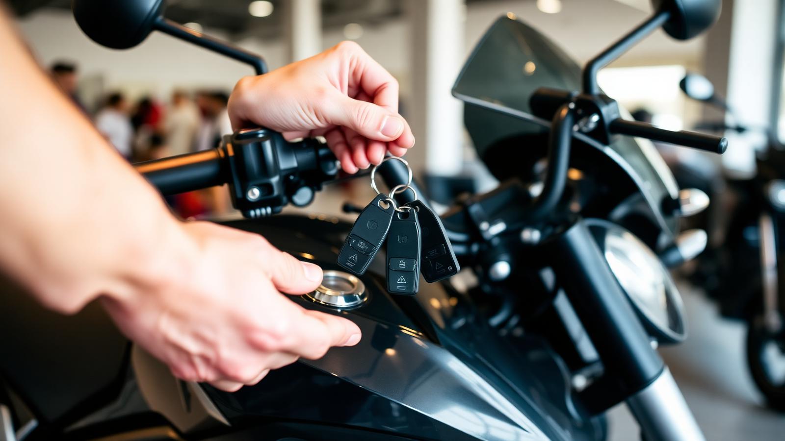 Remise de clés d'une moto en concession