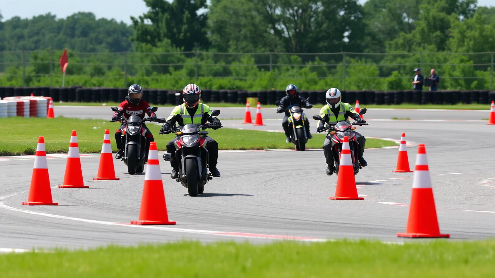 Stage de pilotage moto sur piste avec plots